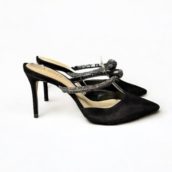 🌻NEW NWOT Schutz Pearl Black Suede Pointed Toe Mule Size 7.5 - Picture 4 of 10